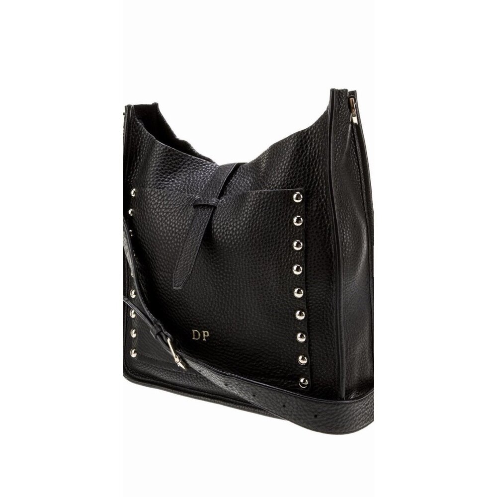 Rebecca Minkoff Calfskin Black Studded Leather Satchel Crossbody Bag Handbag